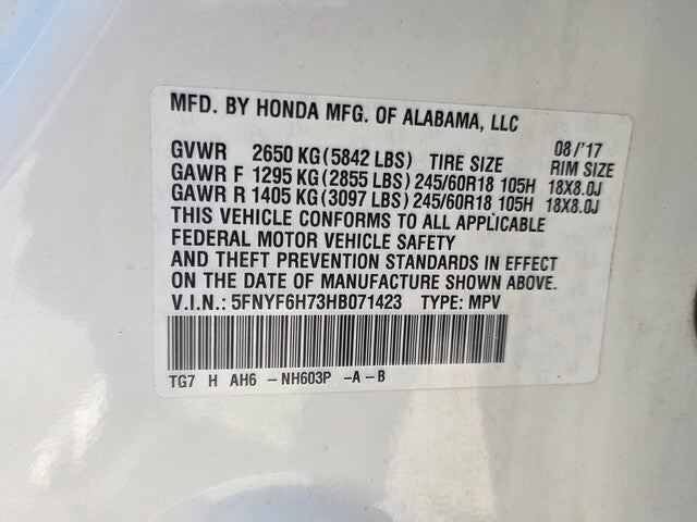 2017 Honda Pilot EX-L w/Navigation