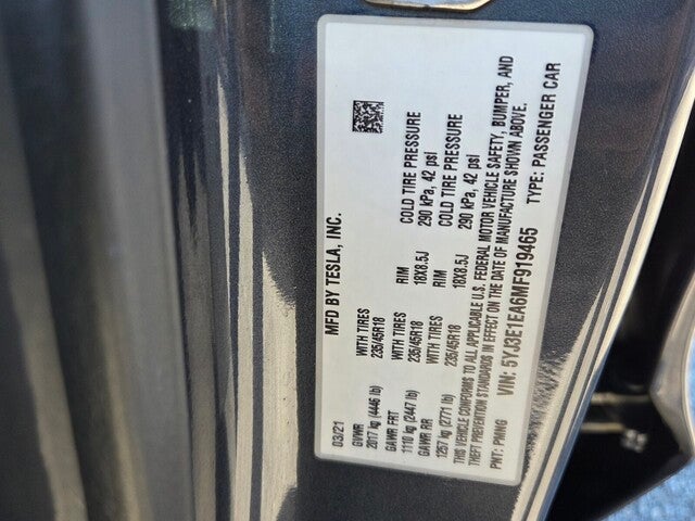 2021 Tesla Model 3 Standard Range Plus